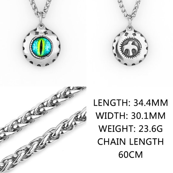 Popular Round Eye Fish Unisex Stainless Steel Pendant Necklace, GP1231492 - Picture 2 of 3